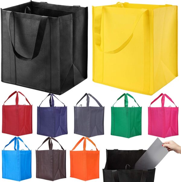 Reusable Grocery Bags - Large Reusable Shopping Bags with Handles 10 PCS Colorful Bags Polyester Tote Bags Bulk Foldable Shopping Tote Bag Foldable Grocery Bags for Travel and Storage