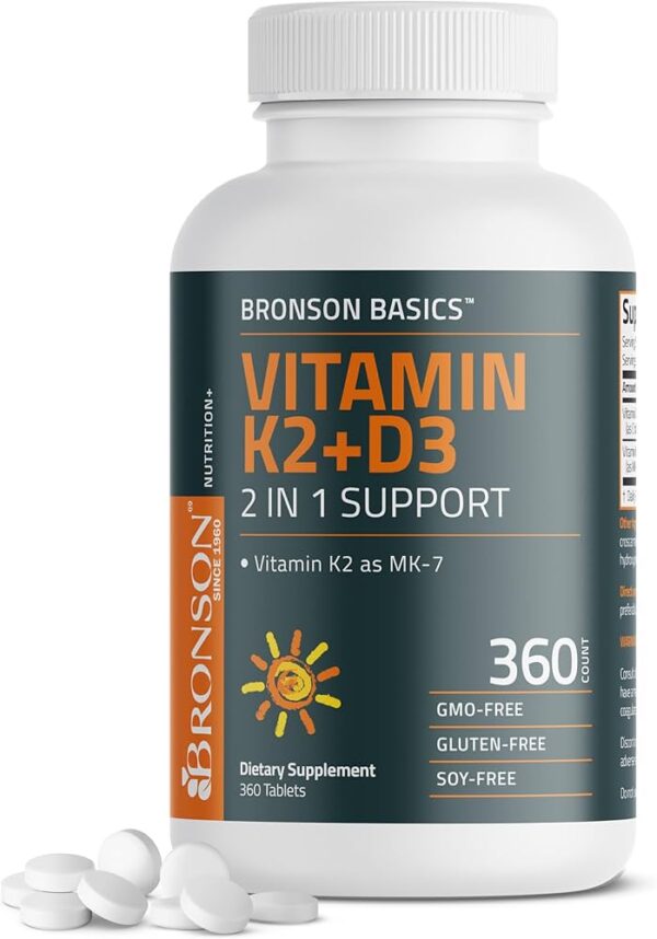 Bronson Vitamin K2 as MK-7 Menaquinone 100 mcg Non-GMO, 120 Capsules