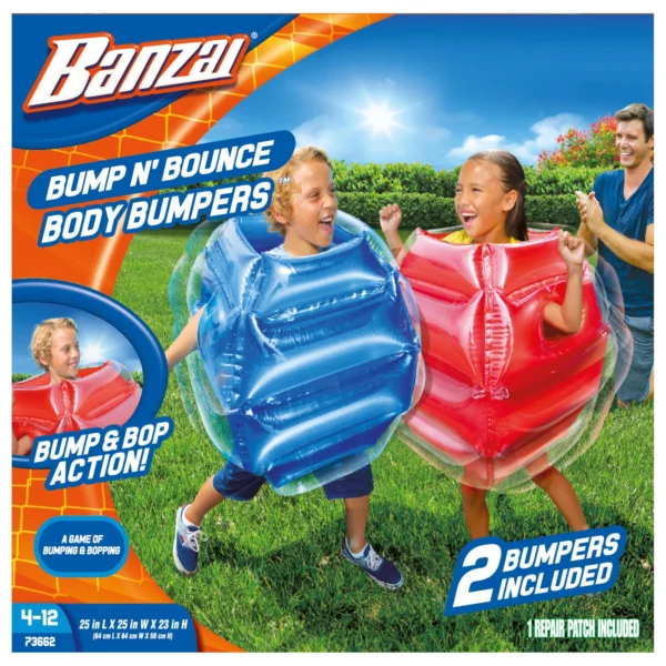 BANZAI: Bump N' Bounce Body Bumpers, A Game of Bumping & Bopping, 2 Bumpers Included in Red & Blue, Fun & Safe Cushion Inflatable Surface, For Ages 4 and up