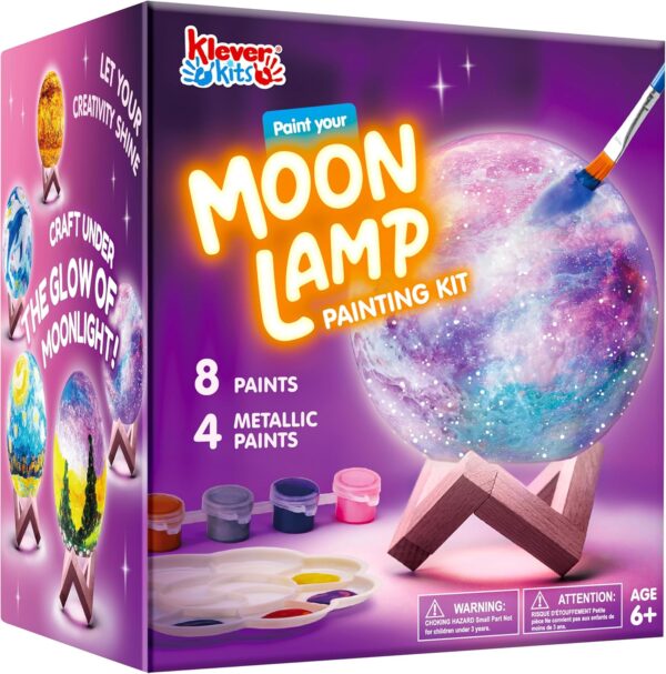 Paint Your Own Moon Lamp Kit, DIY 3D Space Moon Night Light, Art Supplies Arts & Crafts Kit, Arts and Crafts for Kids Ages 8-12, Toys Girls Boy Birthday Gift Ages3 4 5 6 7 8 9 10 11 12+