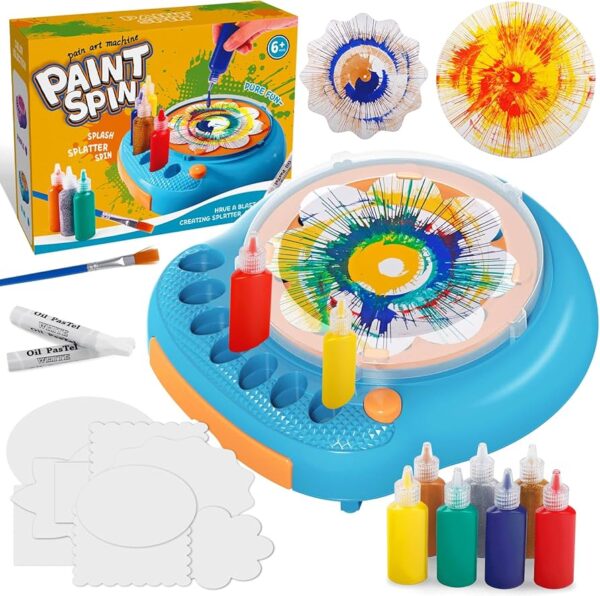 Hewaurorion Paint Spin Art Machine Kit for Kids, Arts & Crafts Painting Spinner Toys Kits Sets for Boys & Girls Ages 6 7 8 9 Year Old Blue