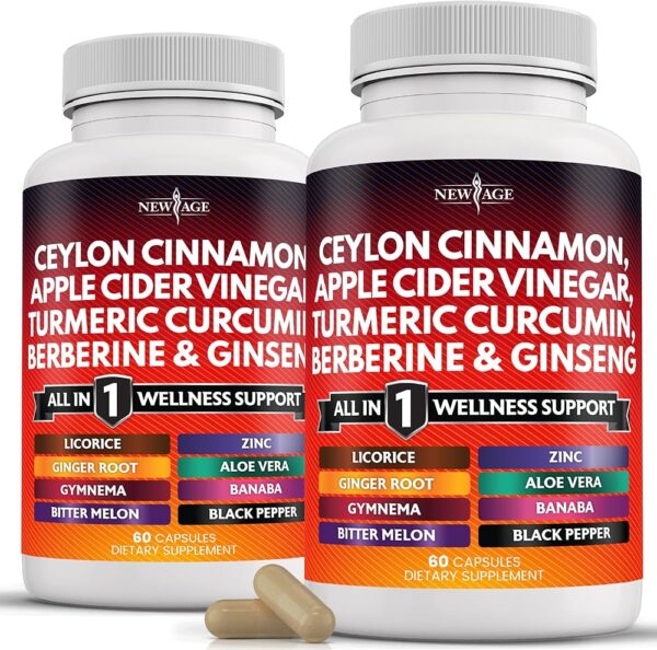 Ceylon Cinnamon, Turmeric, Apple Cider Vinegar, Ginseng, Aloe Vera, Berberine Plus Banaba, Ginger Root - 120 Count