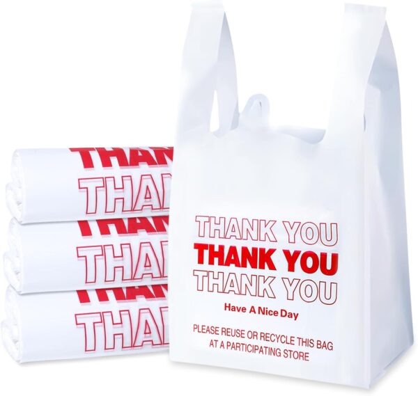 DAP Thank You Plastic Bags (18 Microns) (400 Count) (11.5" x 6.5" x 21") (White color) - Grocery, Shopping Bag, Restaurants, Convenience Store, Heavy than regular